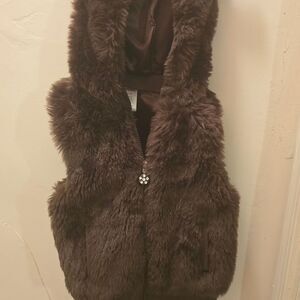 🧡 Gymboree Brown Faux Fur Vest Kids 5-6